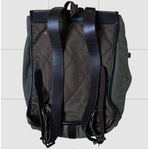 Filson Tin Cloth RARE Backpack Green Rucksack Leather Made in USA Discontinued - Picture 2 of 9